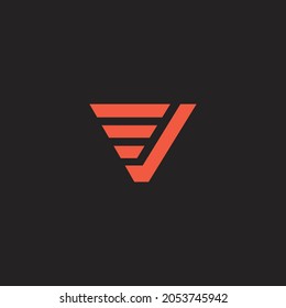 Geometrical V letter abstract geometry symbol vector elements template, clean minimal geometric logo