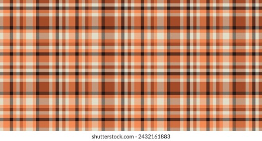 Geometrical vector fabric textile, online plaid seamless pattern. Scratch texture tartan background check in orange and light color.