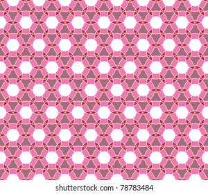 Geometrical vector pattern (seamless) with circles and diamonds in pink, red, orange, purple
