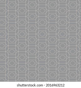 Geometrical vector seamless patterns on a gray background. Modern illustrations for wallpapers, flyers, covers, banners, minimalistic ornaments, backgrounds.