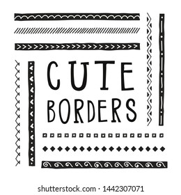 Geometrical vector set on a white background. Collection of doodle lines,  squares, hand drawn borders and different shapes.