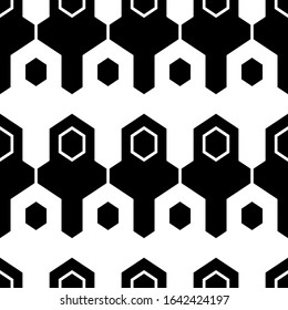Geometrical wallpaper. Figures, hexagons pattern. Geometric background. Simple shapes backdrop. Polygons motif. Digital paper, abstract. Seamless ornament. Vector