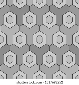 Geometrical wallpaper. Hexagons, figures pattern. Geometric background. Simple shapes backdrop. Polygons motif. Digital paper, abstract. Seamless ornament. Vector