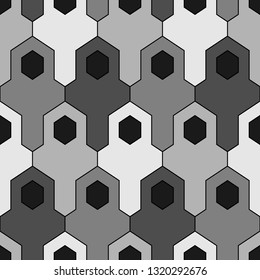 Geometrical wallpaper. Hexagons, figures pattern. Geometric background. Simple shapes backdrop. Polygons motif. Digital paper, abstract. Seamless ornament. Vector