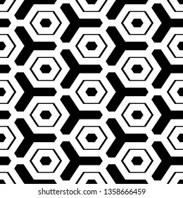 Geometrical wallpaper. Hexagons, figures pattern. Geometric background. Simple shapes backdrop. Polygons motif. Digital paper, abstract. Seamless ornament. Vector