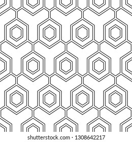 Geometrical wallpaper.Hexagons, figures pattern. Polygons motif. Simple shapes backdrop. Geometric background. Digital paper, abstract.Seamless ornament. Vector