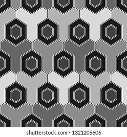 Geometrical wallpaper.Hexagons, figures pattern. Polygons motif. Simple shapes backdrop. Geometric background. Digital paper, abstract. Seamless ornament. Vector.