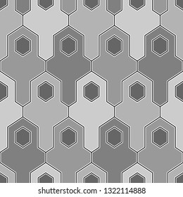 Geometrical wallpaper.Hexagons, figures pattern. Polygons motif. Simple shapes backdrop. Geometric background. Digital paper, abstract. Seamless ornament. Vector.