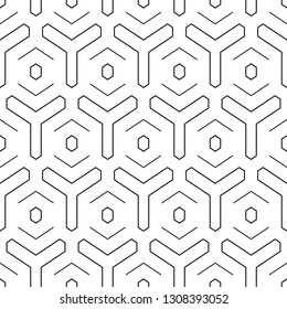 Geometrical wallpaper.Simple shapes backdrop. Hexagons, figures, chevrons pattern. Geometric background. Polygons motif. Digital paper, abstract. Seamless ornament. Vector