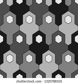 Geometrical wallpaper.Simple shapes backdrop. Hexagons, figures pattern. Geometric background. Polygons motif. Digital paper, abstract. Seamless ornament. Vector.
