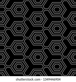 Geometrical wallpaper.Simple shapes backdrop. Hexagons, figures pattern. Geometric background. Polygons motif. Digital paper, abstract. Seamless ornament. Vector.