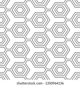 Geometrical wallpaper.Simple shapes backdrop. Hexagons, figures pattern. Geometric background. Polygons motif. Digital paper, abstract. Seamless ornament. Vector