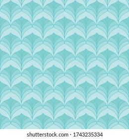 Geometrical water green color seamless pattern print background.