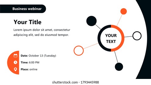 Geometrical webinar vector with icons and infographics. Banner design template with chemical formula elements for the webinar, conference, e-mail, flyer, meetup, party, event, web header