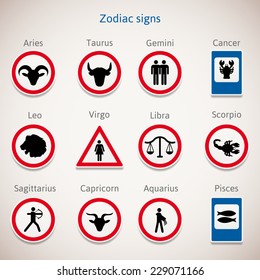 Geometrical zodiac signs. Vector illustration