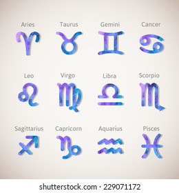 Geometrical zodiac signs. Vector illustration