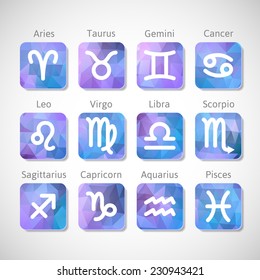 Geometrical zodiac signs. Vector illustration