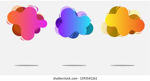 geometrically abstract elements arranged. Flowing shape banners. Templates for logo design, flyers, presentations, vector illustrations