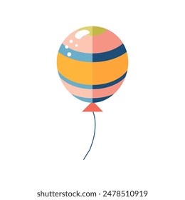 A geometrically designed balloon with yellow and blue stripes, isolated on a white background. Perfect for print, decoration, poster printing, and home decor.