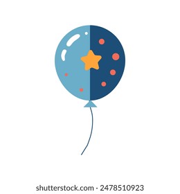 Un globo aerostático azul de diseño geométrico con una estrella amarilla, presentado como un ícono de Vector. Ideal para impresión, decoración, impresión de póster y decoración del hogar.