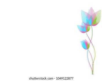 Geometrically flowers in space. Abstraction background. 