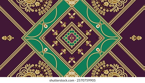 Geometrical-style floral motifs and decorative borders for versatile digital prints.