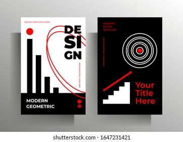 Designvorlage für geometrische Cover. Schwarzweiß-rote Vektorillustration.