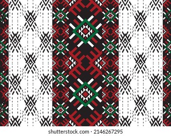 Geometría étnica sin costuras en bordados tribales, folclóricos.  Diseño para fondo, papel pintado, tela, ropa, pañuelo, alfombra, envoltura. Impresión de ornamentos de arte geométrico azteca. Patrones de ikat.