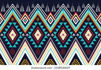 Geometrics ethnic seamless pattern in tribal. Native American patterns. Abstract background with ethnic Aztec ornament. Boho motifs. Design for background, wallpaper, Fabric, clothing, scarf, carpet.