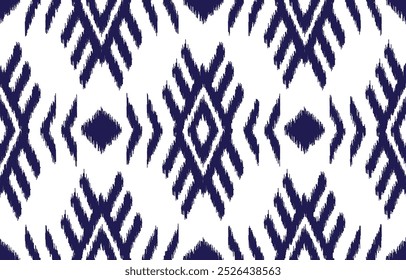 Geometrics Ikat ethnic design.blue and white Ikat 
 seamless pattern in tribal, folk embroidery abstract wave art. ornament print. Ikat Design for wallpaper,carpet, clothing, fashion, fabric.