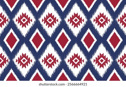 Geometrics Ikat ethnic design.colorful Ikat 
 seamless pattern in tribal, folk embroidery abstract wave art. ornament print. Ikat Design for wallpaper,carpet, clothing, fashion, fabric.