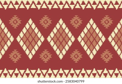 Geometrics Ikat ethnic design.colorful Ikat 
 seamless pattern in tribal, folk embroidery abstract wave art. ornament print. Ikat Design for wallpaper,carpet, clothing, fashion, fabric.