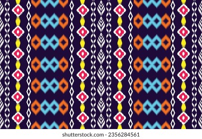 Geometrics Ikat ethnic design.Ikat seamless pattern in tribal, folk embroidery abstract wave art. ornament print. Ikat Design for wallpaper,carpet, clothing, fashion, fabric.