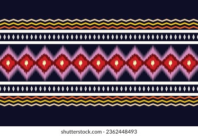 Geometrics Ikat ethnic design.Ikat seamless pattern in tribal, folk embroidery abstract wave art. ornament print. Ikat Design for wallpaper,carpet, clothing, fashion, fabric.