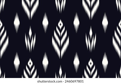 Geometrics Ikat ethnic design.Ikat 
 seamless pattern in tribal, folk embroidery abstract wave art. ornament print. Ikat Design for wallpaper,carpet, clothing, fashion, fabric.