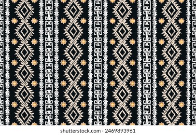 Geometrics Ikat ethnic design.Ikat 
 seamless pattern in tribal, folk embroidery abstract wave art. ornament print. Ikat Design for wallpaper,carpet, clothing, fashion, fabric.