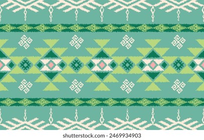 Geometrics Ikat ethnic design.Ikat 
 seamless pattern in tribal, folk embroidery abstract wave art. ornament print. Ikat Design for wallpaper,carpet, clothing, fashion, fabric.