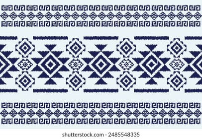 Geometrics Ikat ethnic design.Ikat 
 seamless pattern in tribal, folk embroidery abstract wave art. ornament print. Ikat Design for wallpaper,carpet, clothing, fashion, fabric.