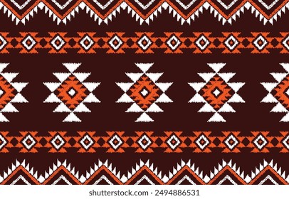 Geometría Ikat diseño étnico.Ikat 
 patrón sin fisuras en arte de onda abstracta de bordado popular tribal. Ikat Diseño para Fondo de pantalla, alfombra, ropa, moda, tela.