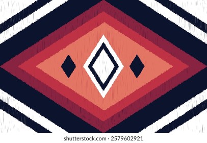 Geometrics Ikat ethnic design.Ikat 
 seamless pattern in tribal, folk embroidery abstract wave art. ornament print. Ikat Design for wallpaper,carpet, clothing, fashion, fabric.