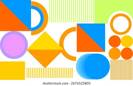 Geometría Formas Patrón multicolor Texturas Estilo divertido Fondo abstracto