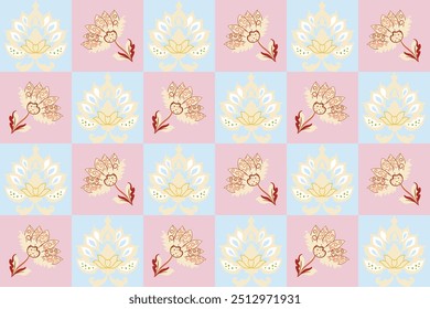geometric,seamless pattern,thai pattern, traditional ethnic, floral, fabric pattern for textiles,wallpaper, clothing, sarong, batik, wrapping, embroidery, print, background, cover,rugs,illustration,