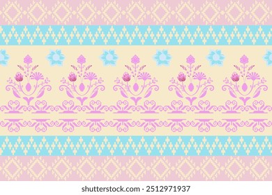 geometric,seamless pattern,thai pattern, traditional ethnic, floral, fabric pattern for textiles,wallpaper, clothing, sarong, batik, wrapping, embroidery, print, background, cover,rugs,illustration,