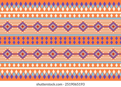 Geometric,Thai,seamless pattern, Navajo, traditional ethnic, fabric pattern for textiles, rugs, wallpaper, clothing, sarong, batik, wrapping, embroidery, print, background, cover, illustration, vector