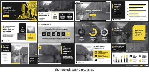 GeometricYellow Presentation Element Templates. Vector infographics. For use in Presentation, Flyer and Leaflet, SEO, Marketing, Webinar Landing Page Template, Website Design, Banner.