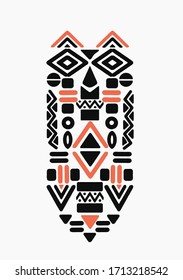 geometrik African mask design on white background