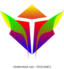 Vektor-Logo in Form von geometrischem Kopf und Horn. Seine Funktion kann als Logo, Marke und andere sein. Die Logo-Farbe symbolisiert Geist, Energie, Gesundheit und Frieden.