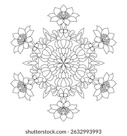 Geometros floral mandala template coloring book page. Easy Mandala Coloring Book Pages for Adults to Relax, Experiences Give Relief. Resizeable Vector File