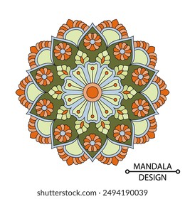 Geometros floral pattern colour mandala. Easy Mandala Coloring Book Pages for Adults to Relax, Experiences Give Relief. Resizeable Vector File.