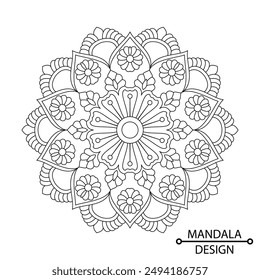 Geometros floral pattern mandala coloring book page. Easy Mandala Coloring Book Pages for Adults to Relax, Experiences Give Relief. Resizeable Vector File